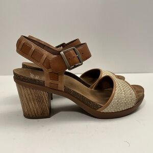 Dansko Debby Strappy Rocker Bottom  Full Grain/Raffia Platform Sandal Sz EU 40